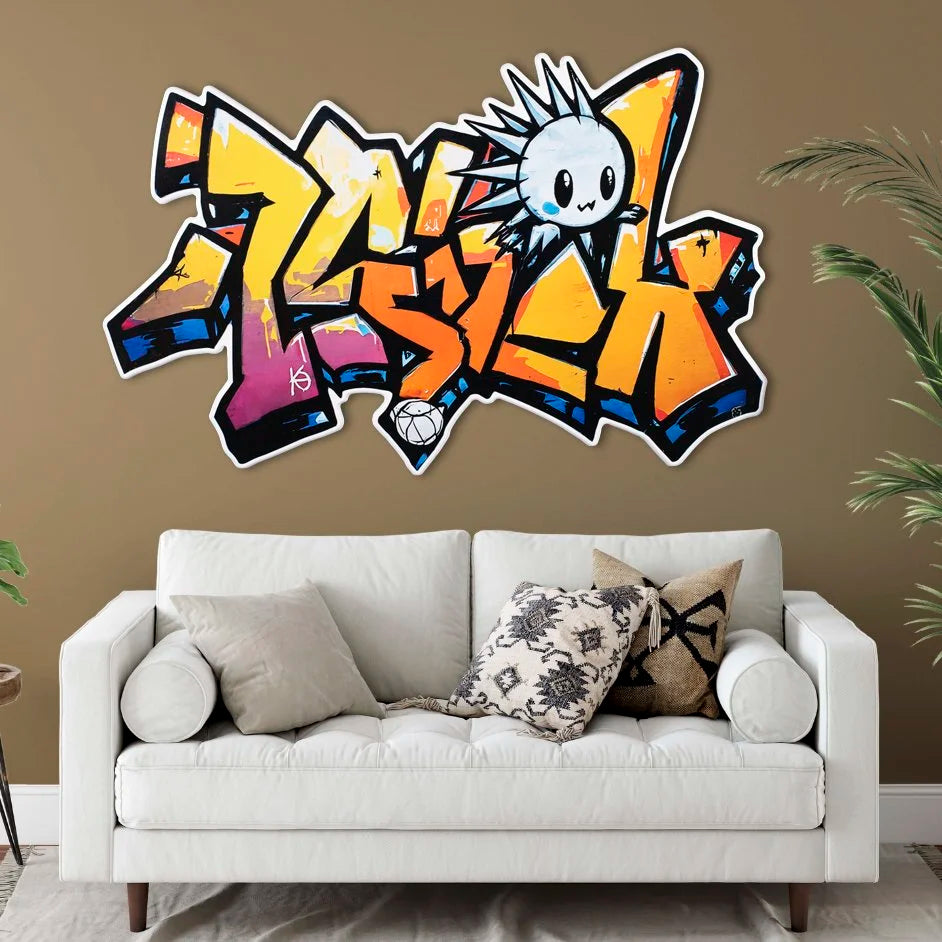 Street art - homage to remi - photographic sculpture wall art by Rory Fink – limited edition shaped print in room example