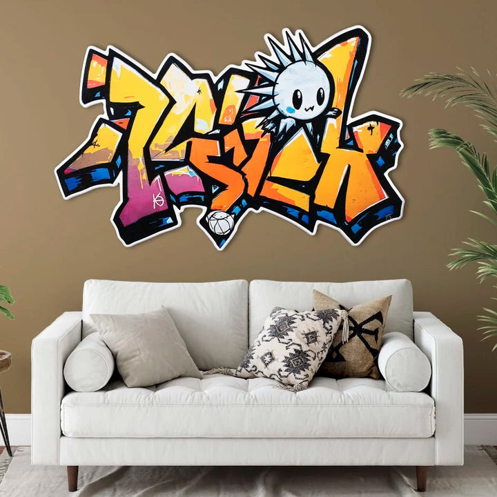Street art - homage to remi - photographic sculpture wall art by Rory Fink – limited edition shaped print in room example