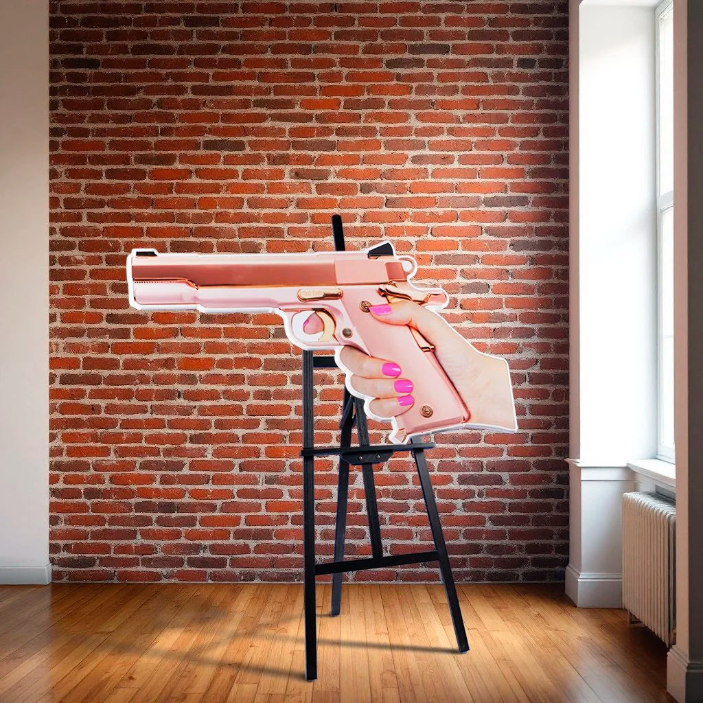 pink colt photographic sculpture wall art by Rory Fink – limited edition shaped print on easel