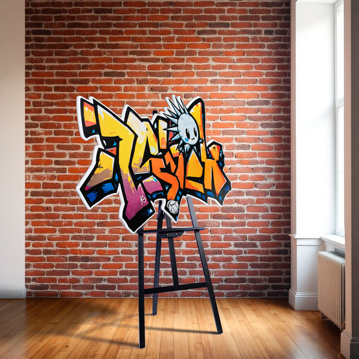 Street art - homage to remi - photographic sculpture wall art by Rory Fink – limited edition shaped print sitting on easel