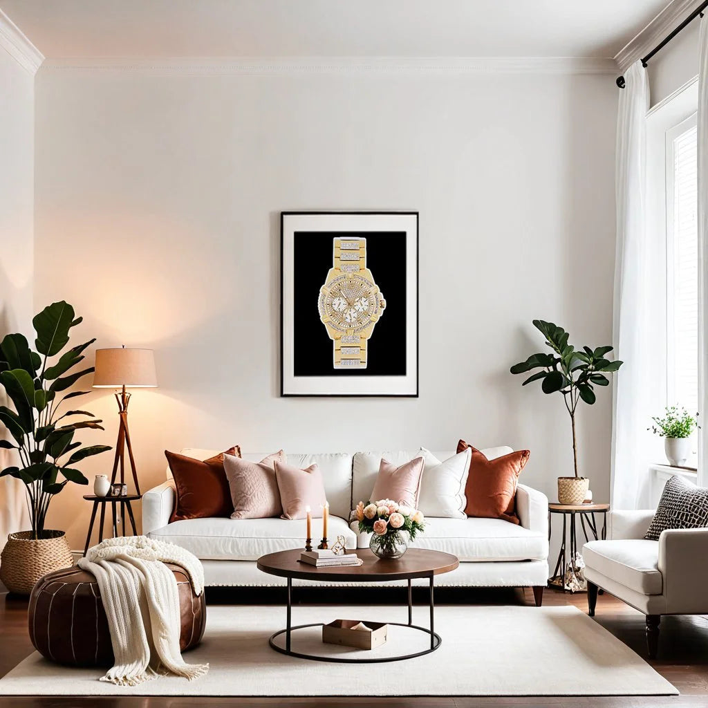 Diamond Encrusted, Gold Plated Time Piece - Limited Edition - Archival Print