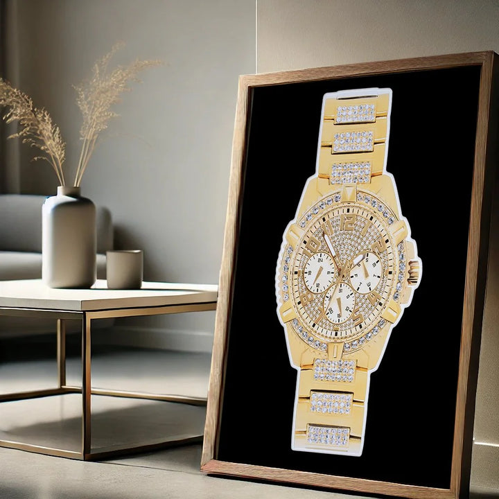 Diamond Encrusted, Gold Plated Time Piece - Limited Edition - Archival Print